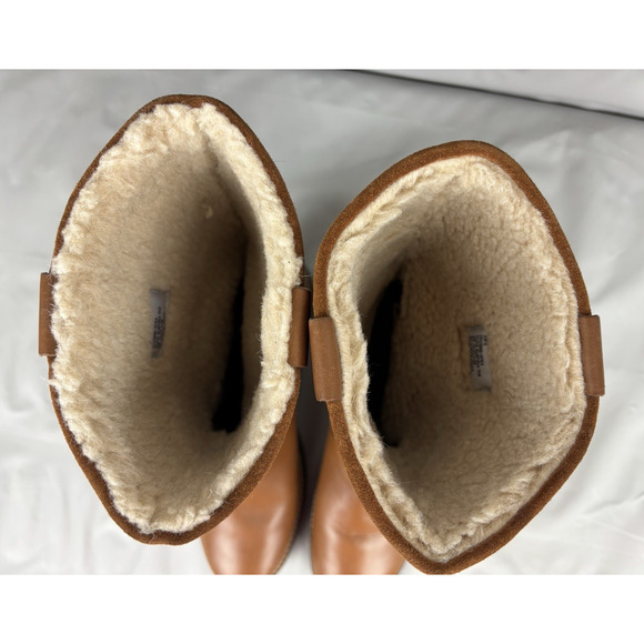 Clarks Glick Elmfield Leather Suede Shearling Winter Boots Womens 9.5 M Tan - Picture 7 of 13